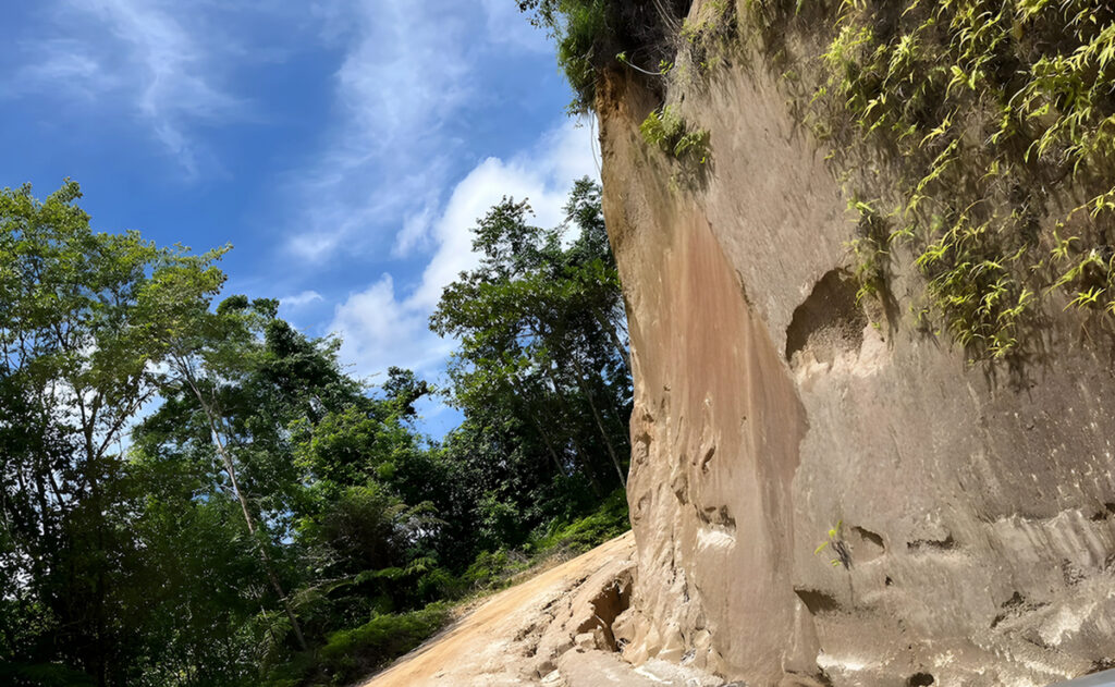 Rocoso a lo largo de un camino de grava